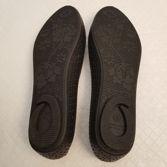 Okabashi Womens Samantha Ballet Flats Shoes Black Slip On Laser Cut Size 10 - Picture 6 of 6